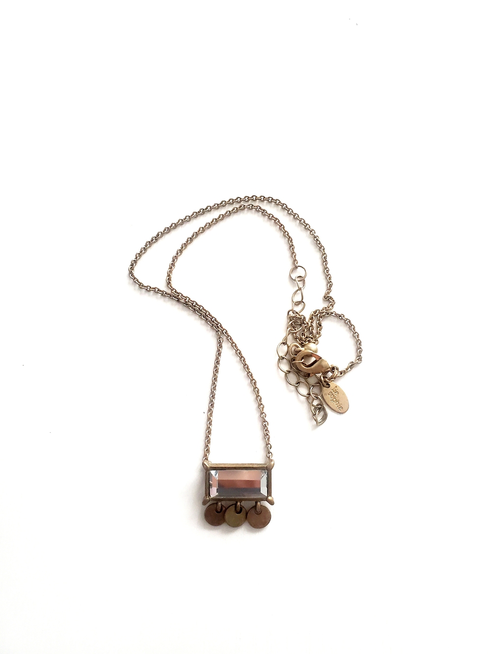 Lia Sophia Antique Gold-Tone Rectangular Mirror Necklace with Coin Charms
